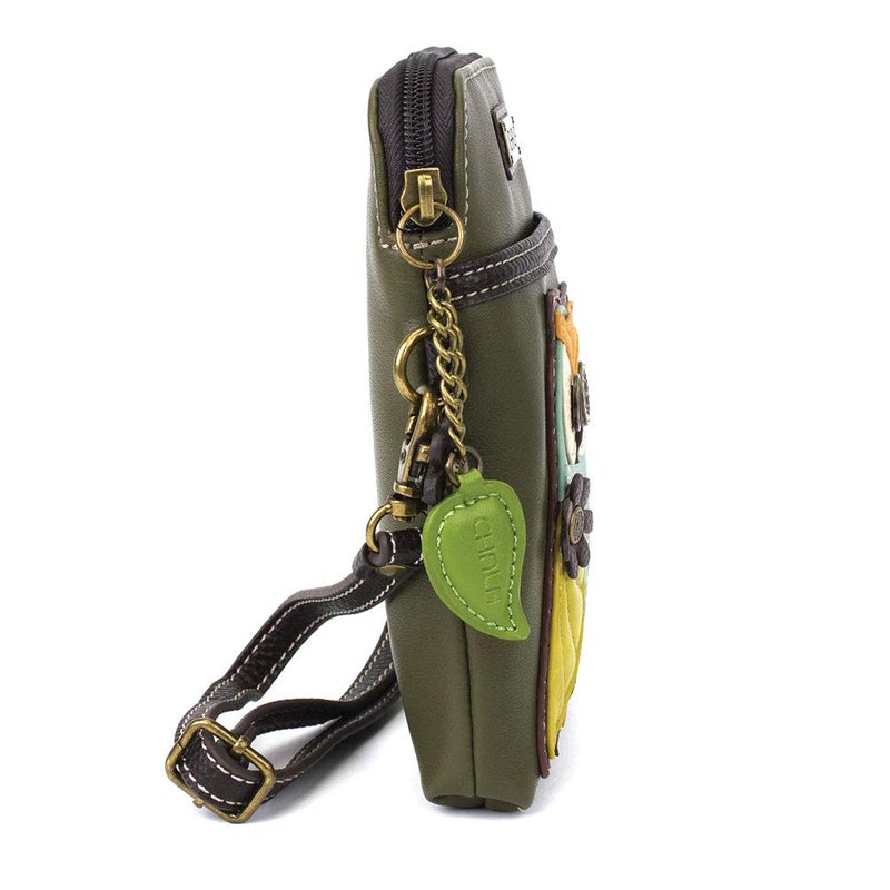CHALA Bird Collection Cell Phone Crossbody Purse-Women PU Leather/Canvas Multicolor Handbag with Adjustable Strap - Owl A - olive - Image 3